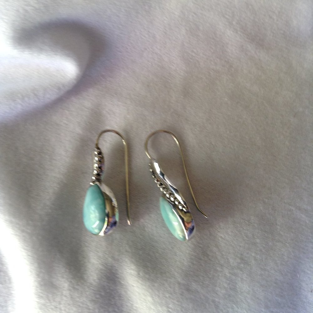 Sajen Larimar Pendant Pearl Accent Sterling Silver with Matching Earrings - Picture 4 of 16